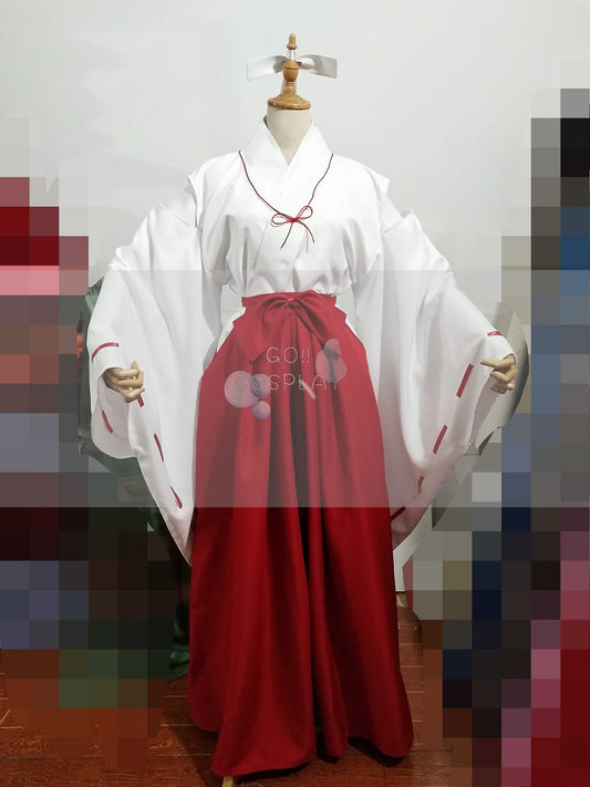 Kikyo Costume Miko Outfit from Anime Inuyasha Cosplay