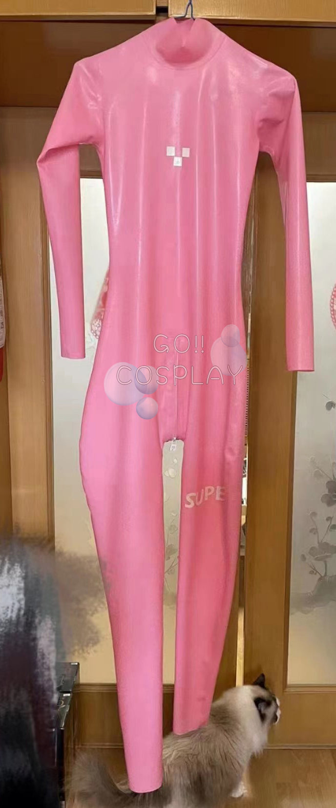 NIKKE Alice Cosplay Pink Latex Jumpsuit for Sale